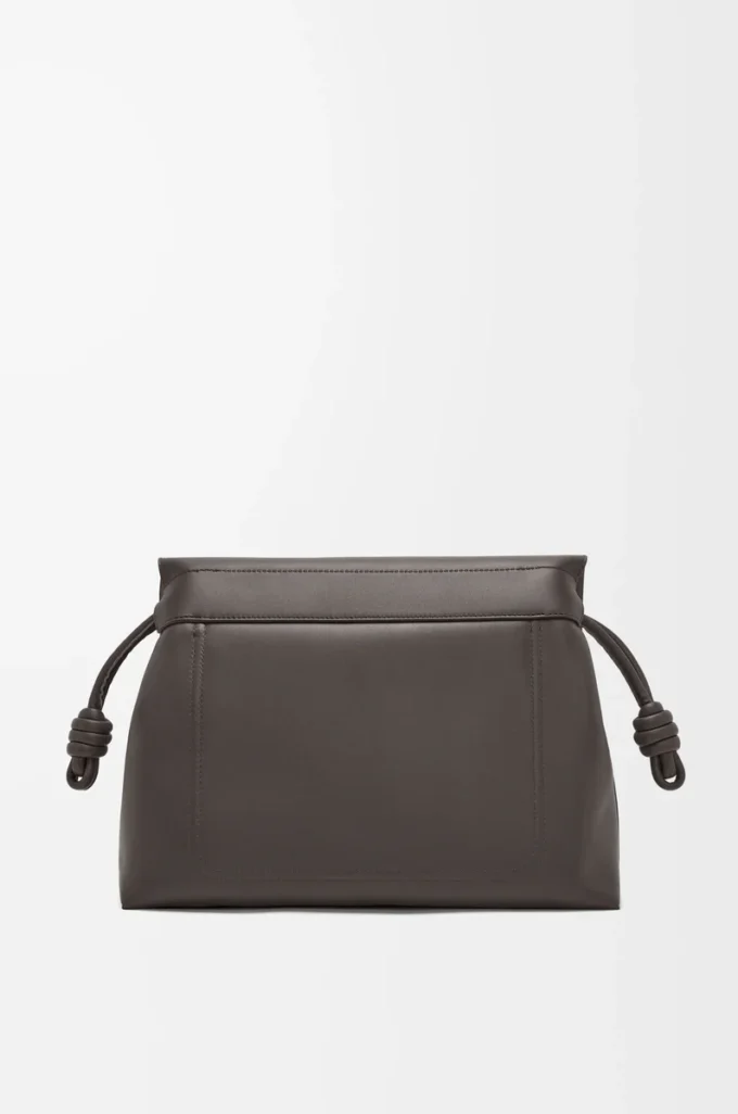 Flamenco Satchel aus glänzendem, geschmeidigem Kalbsleder Dunkelgrau