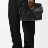 Flamenco-Tasche aus glänzendem, geschmeidigem Kalbsleder Schwarz