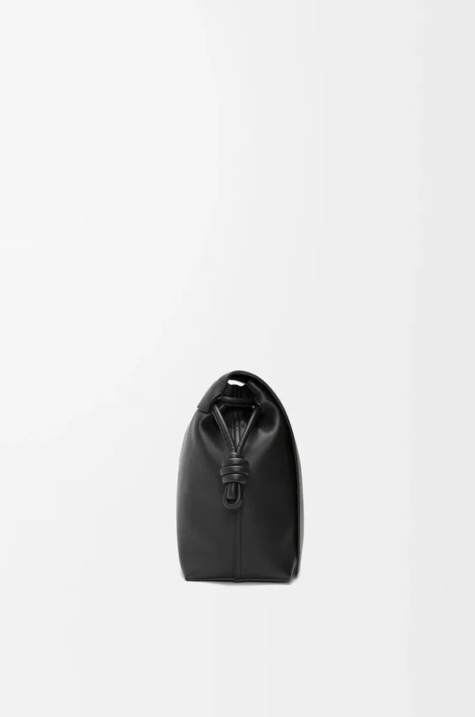 Flamenco-Tasche aus glänzendem, geschmeidigem Kalbsleder Schwarz