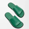 Flex Anagram-Pantolette aus weichem Kalbsleder, grün
