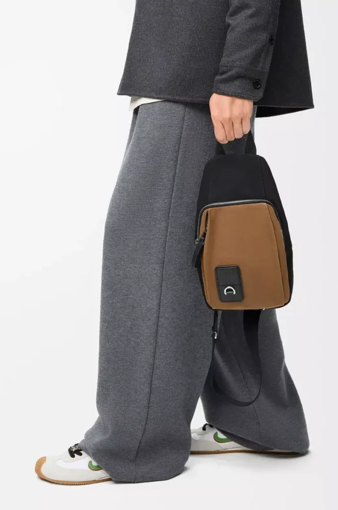 Flex Sling aus Canvas und Wildleder Schwarz/Dunkelgold