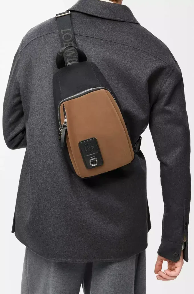 Flex Sling aus Canvas und Wildleder Schwarz/Dunkelgold