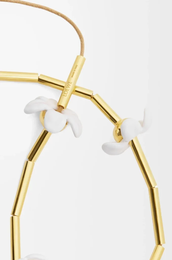 Flor Halskette aus Sterlingsilber und Emaille Gold/Weiß