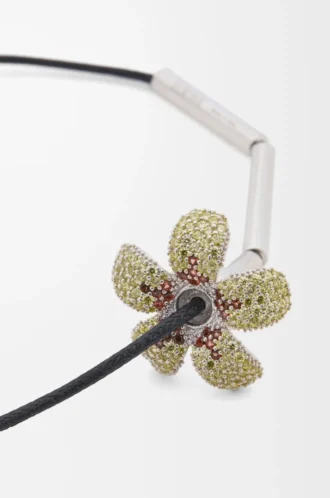 Flor Halskette aus Sterlingsilber und Kristallen Gelb/Silber