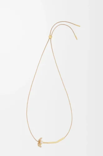 Flor Halskette aus Sterlingsilber und Kristallen Weiß/Gold