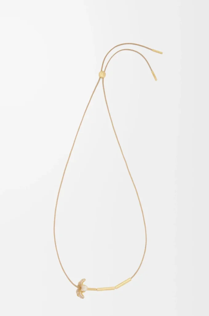 Flor Halskette aus Sterlingsilber und Kristallen Weiß/Gold