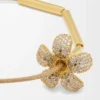 Flor Halskette aus Sterlingsilber und Kristallen Weiß/Gold