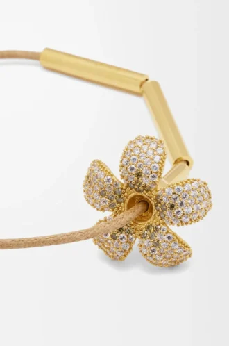 Flor Halskette aus Sterlingsilber und Kristallen Weiß/Gold