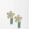 Flor Ohrringe aus Sterlingsilber und Kristallen Silber/Gelb