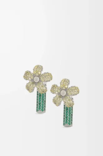 Flor Ohrringe aus Sterlingsilber und Kristallen Silber/Gelb