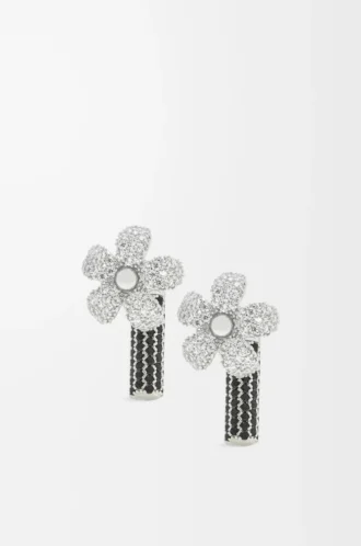 Flor Ohrringe aus Sterlingsilber und Kristallen Silber/Transparent