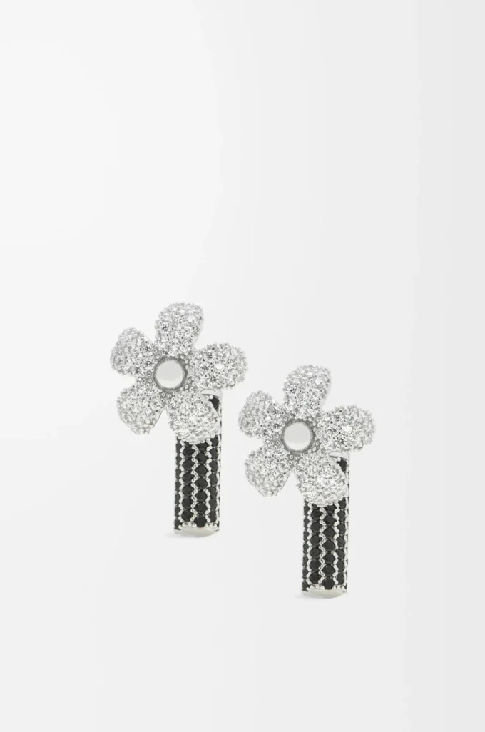 Flor Ohrringe aus Sterlingsilber und Kristallen Silber/Transparent