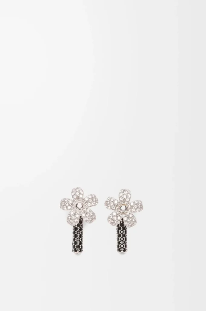 Flor Ohrringe aus Sterlingsilber und Kristallen Silber/Transparent