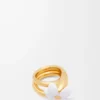 Flor-Ring aus Sterlingsilber und Emaille Gold/Weiß
