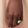 Flor-Ring aus Sterlingsilber und Emaille Gold/Weiß