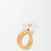 Flor-Ring aus Sterlingsilber und Emaille Gold/Weiß