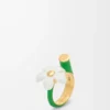 Flor-Ring aus Sterlingsilber und Emaille Gold/Weiß