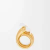 Flor-Ring aus Sterlingsilber und Emaille Gold/Weiß