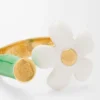 Flor-Ring aus Sterlingsilber und Emaille Gold/Weiß