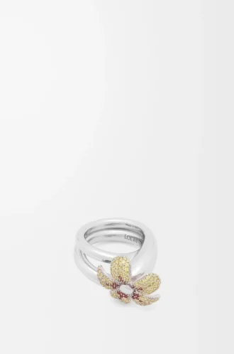Flor Ring aus Sterlingsilber und Kristallen Gelb/Silber