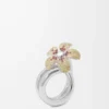 Flor Ring aus Sterlingsilber und Kristallen Gelb/Silber