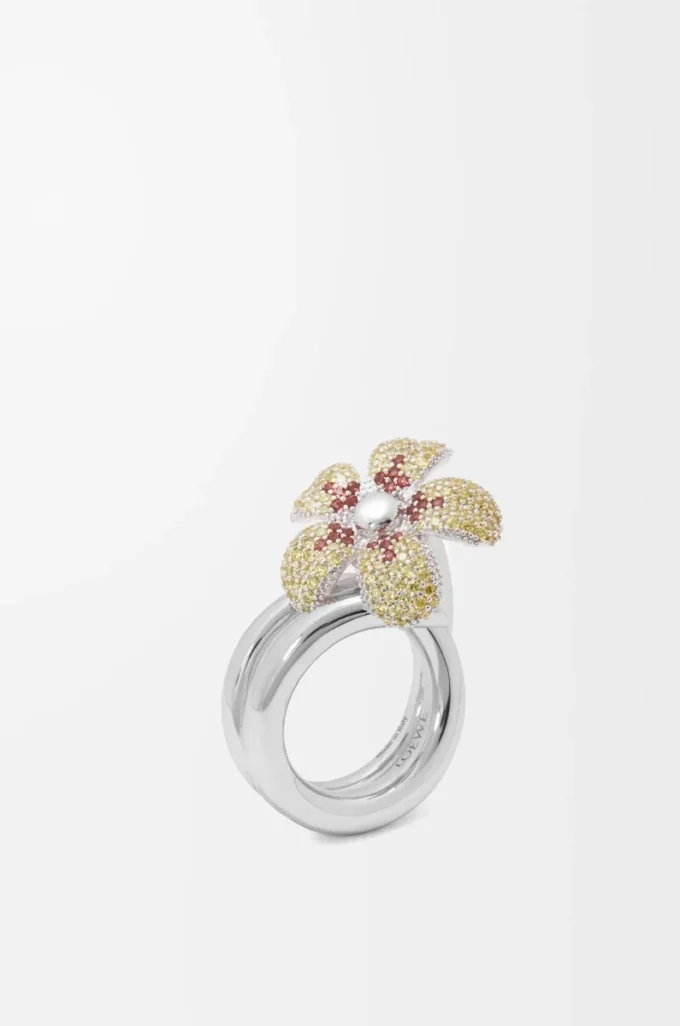 Flor Ring aus Sterlingsilber und Kristallen Gelb/Silber