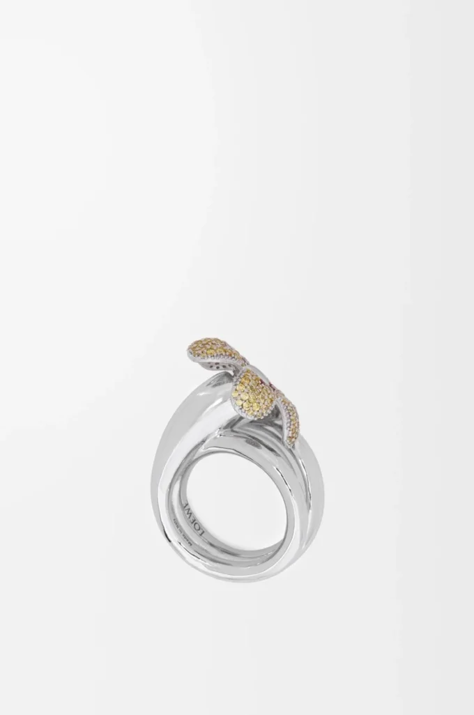 Flor Ring aus Sterlingsilber und Kristallen Gelb/Silber