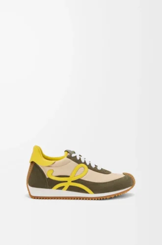 Flow Runner 2.0 aus Nylon und Wildleder Creme/Gelb/Olivgrün