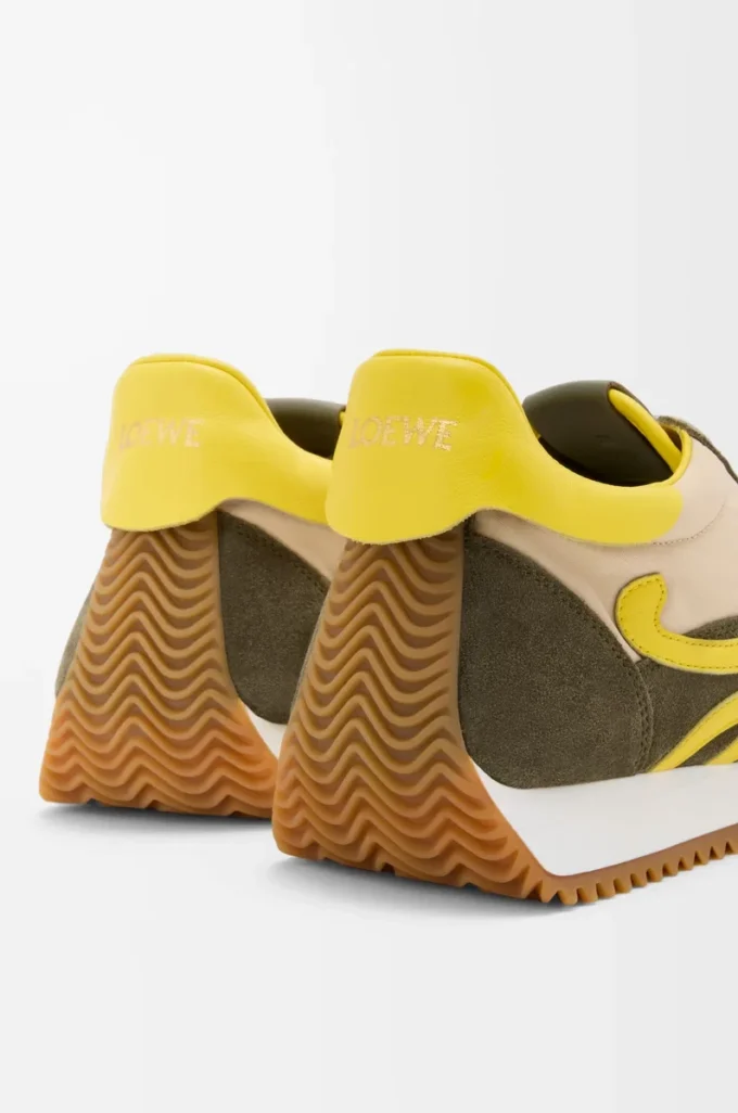 Flow Runner 2.0 aus Nylon und Wildleder Creme/Gelb/Olivgrün