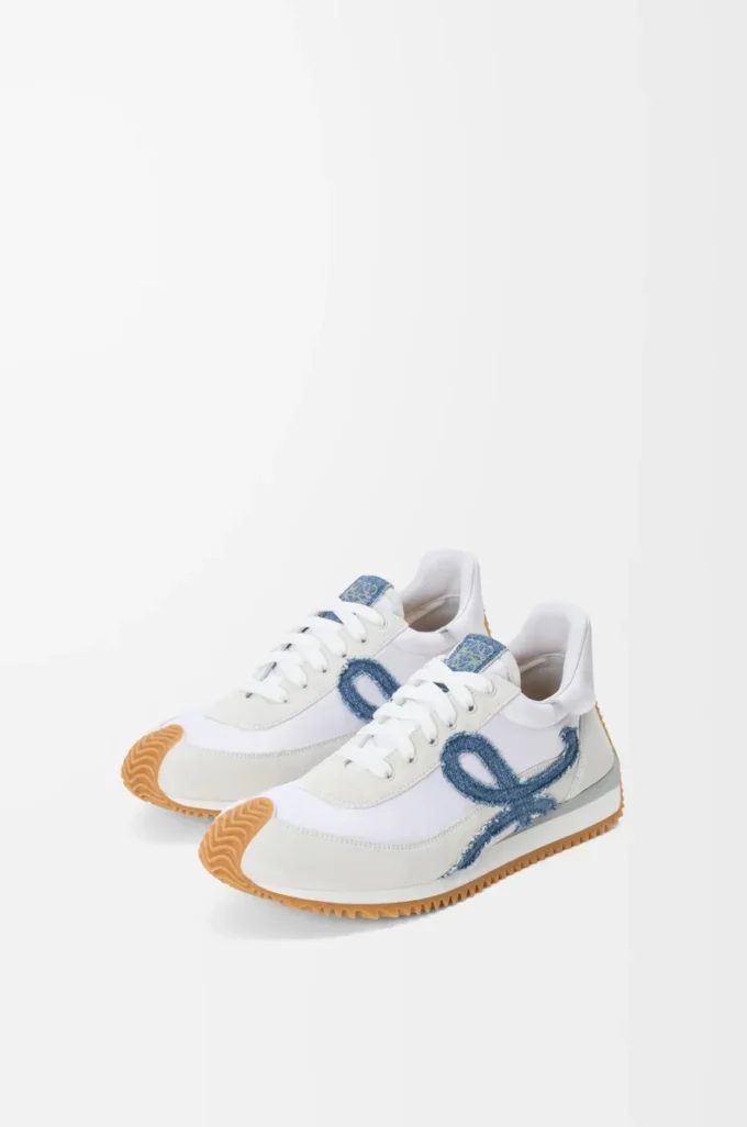 Flow Runner 2.0 aus Nylon und Wildleder Weiß/Hellblau