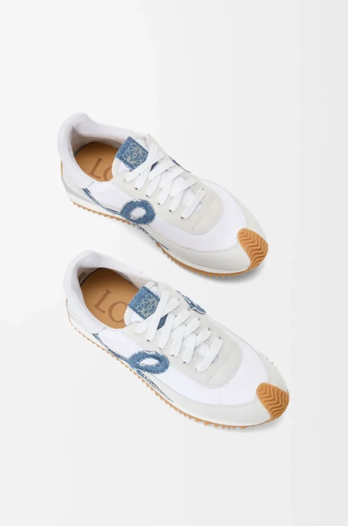 Flow Runner 2.0 aus Nylon und Wildleder Weiß/Hellblau