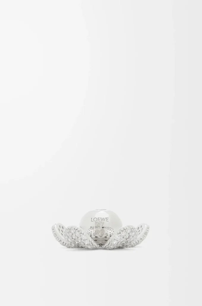 Flower Hat Anhänger aus Sterlingsilber und Kristallen Silber/Weiß