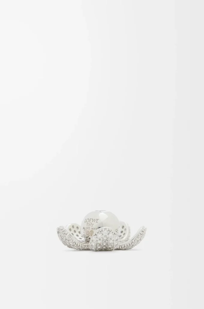Flower Hat Anhänger aus Sterlingsilber und Kristallen Silber/Weiß