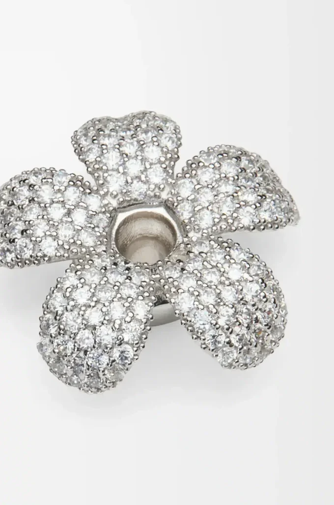 Flower Hat Anhänger aus Sterlingsilber und Kristallen Silber/Weiß