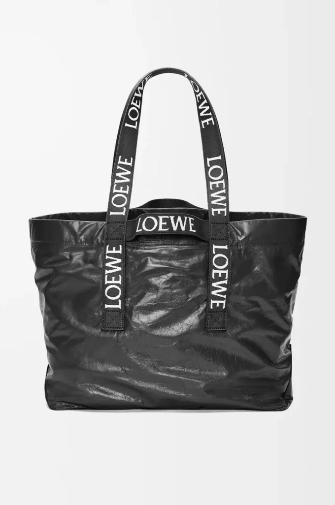 Fold Shopper aus Papierkalbsleder Schwarz