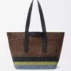 Fold Shopper aus Raffia Braun/Mehrfarbig