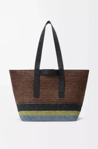 Fold Shopper aus Raffia Braun/Mehrfarbig
