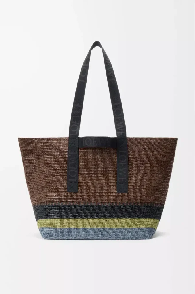 Fold Shopper aus Raffia Braun/Mehrfarbig