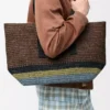 Fold Shopper aus Raffia Braun/Mehrfarbig