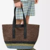 Fold Shopper aus Raffia Braun/Mehrfarbig