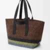 Fold Shopper aus Raffia Braun/Mehrfarbig