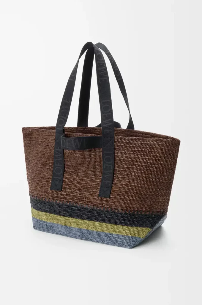 Fold Shopper aus Raffia Braun/Mehrfarbig