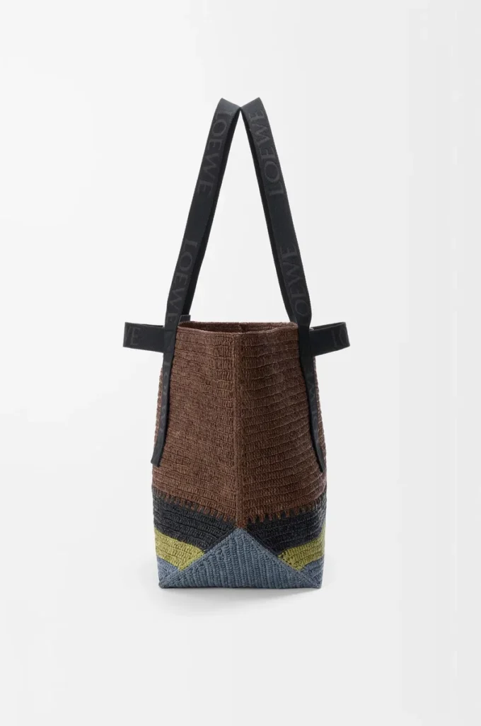 Fold Shopper aus Raffia Braun/Mehrfarbig