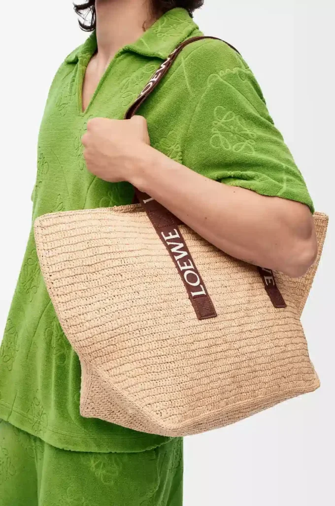 Fold Shopper aus Raffia Natur/Hellbraun