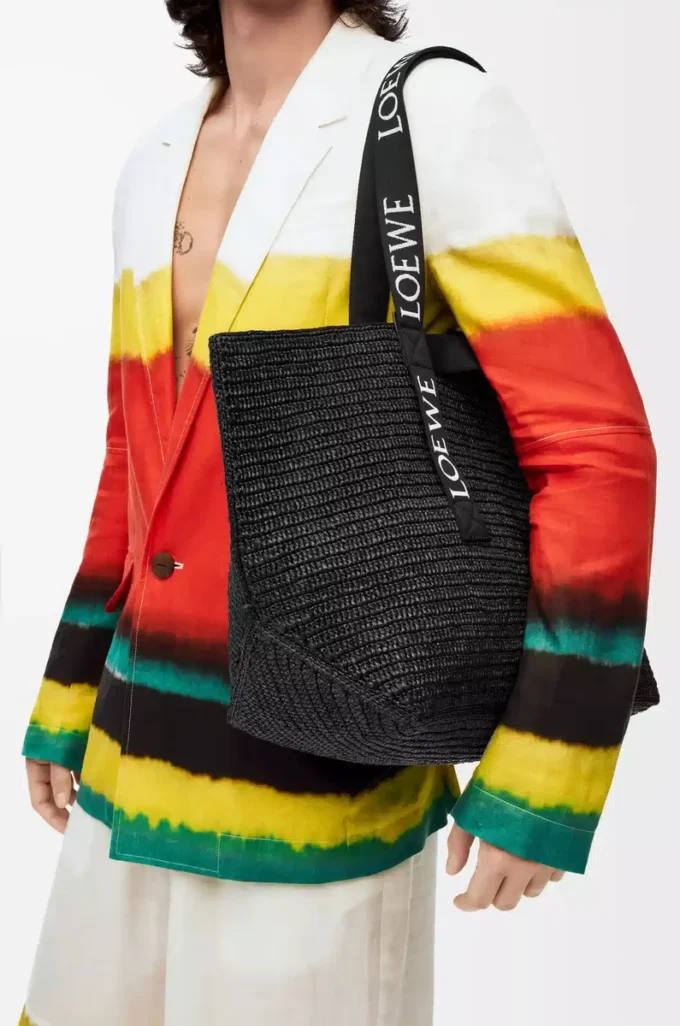 Fold Shopper aus Raffia Schwarz