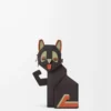 Futurist Cat Clutch aus klassischem Kalbsleder in Dark Taupe