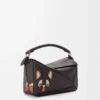 Futurist Cat kleine Puzzle-Tasche aus klassischem Kalbsleder in Dunkelbraun