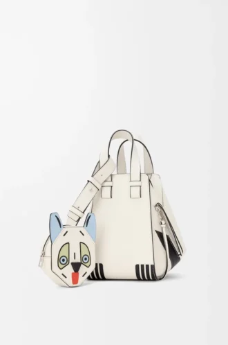 Futurist Cat kompakte Hammock-Tasche aus klassischem Kalbsleder in Soft White