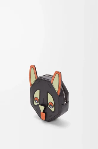 Futurist Cat-Münzetui aus klassischem Kalbsleder in Anthrazit