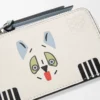 Futurist Cat Münzkartenetui aus klassischem Kalbsleder in Soft White